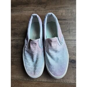 Vans Slip on Shoes Color Pink Blue Silver Size 7.5 Women